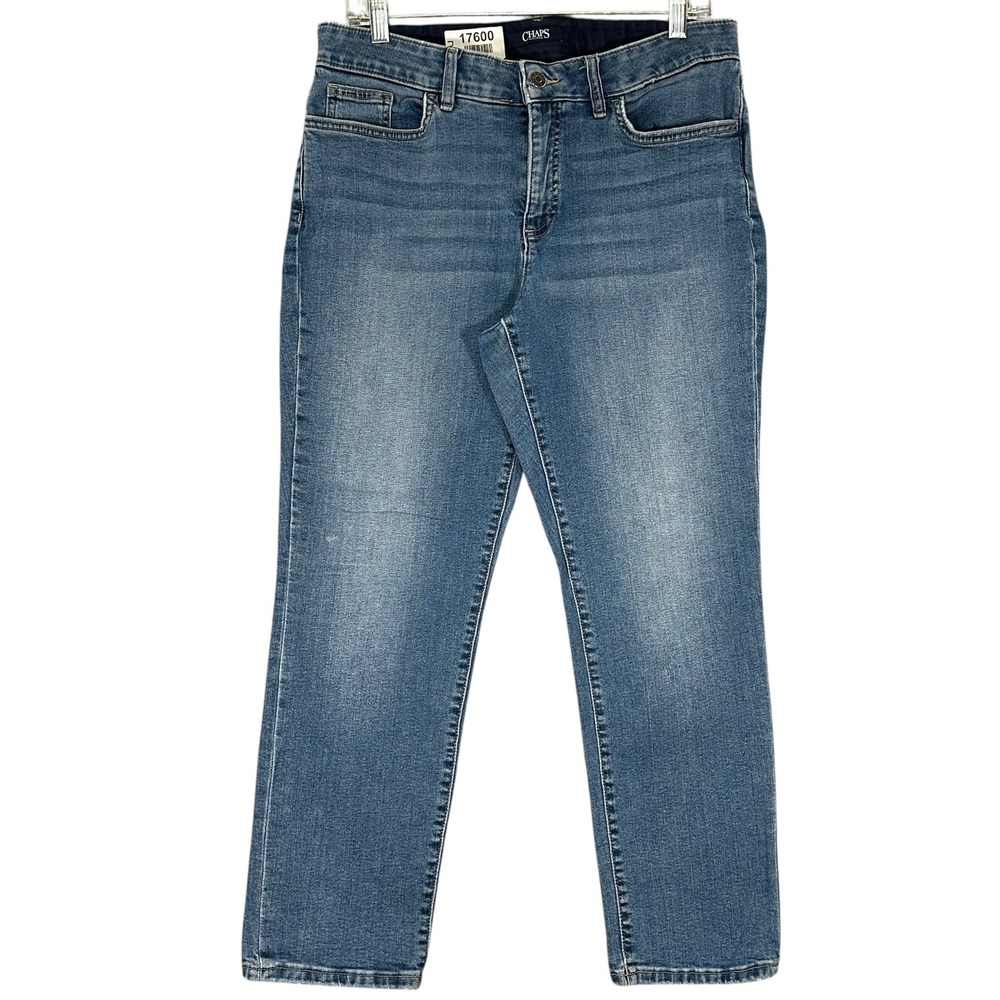 Chaps Straight Leg Jeans Womens 12P Blue Excellent Stretch Denim Mid Rise